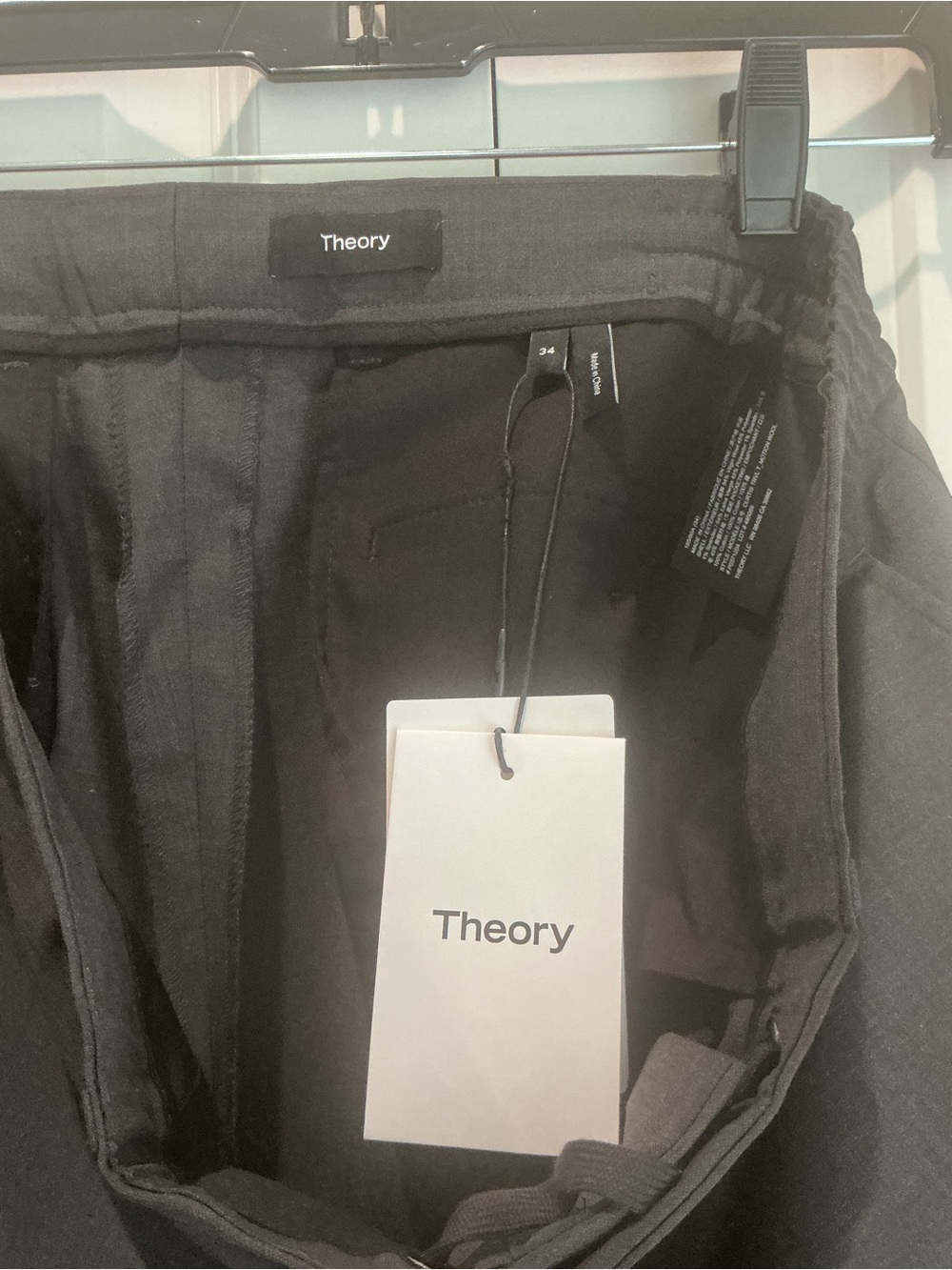 Theory Men’s Curtis drawstring Dark Gray Casual Trousers Size 34 x 32 - Picture 3 of 5